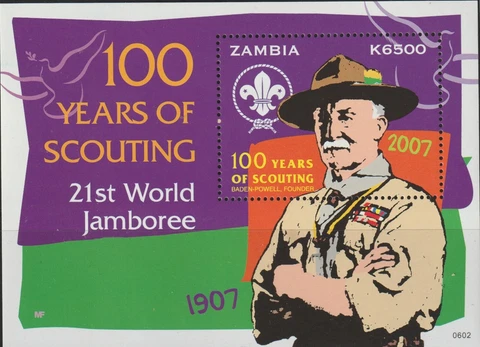 Zambia 2007 Souvenir Sheet #1088 Scouting Centenary - MNH Cover