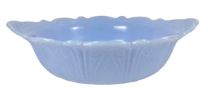 McKee Scroll Arch Delphite Bowl Blue Depression Glass Serving 10in 1930s As Is - Picture 1 of 9