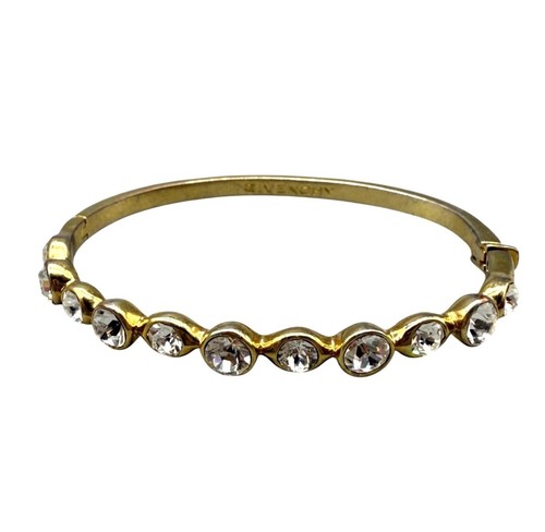 Bracciale Givenchy Cristallo Trasparente Grappolo Cerniera Tono Oro Sera
