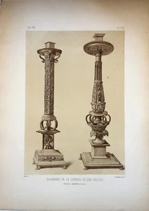 LEÓN, BLANDONES DE LA CATEDRAL DE LEON, SIGLO XVI. Francisco Aznar,1881 - Imagen 1 de 1
