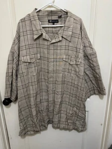 Camisa Montique Para Hombre Talla 6XL Bolsillos Manga Corta Botón Rayas Cuadros Preppy - Imagen 1 de 2