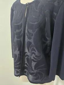 Ming Wang Navy Blue Silver Cardigan Sweater New Size Large Retail $228.00 - Picture 1 of 7
