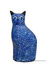 Vtg Enesco Porcelain Blue Sponge Speckled Calico Kitty Cat Sculpture Figurine