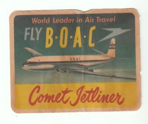 Calcomanía de equipaje de aerolínea vintage de cereales premium Comet Jetliner B.O.A.C mediados de siglo - Imagen 1 de 2