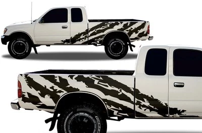 Vinyl Decal Wrap Kit fits 1995-2004 Toyota Tacoma Extended Cab Shred MATTE BLACK - Image 1 of 2