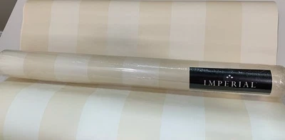 Vtg Imperial Wallpaper 31095220, 56 sq ft White w/ Cream Stripes (3 Full NOS) - Image 1 of 4