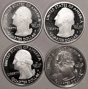 (4) Cameo PROOF 90% SILVER Statehood Quarters - Dates in Description - #6213Q - Picture 1 of 4