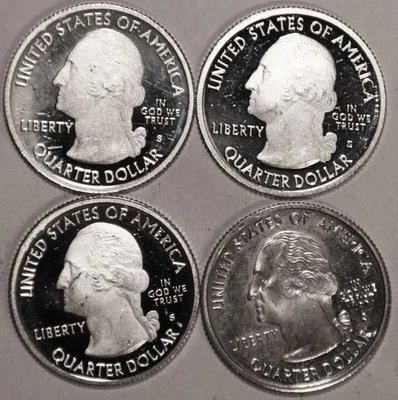 (4) Cameo PROOF 90% SILVER Statehood Quarters - Dates in Description - #6213Q - Image 1 of 4