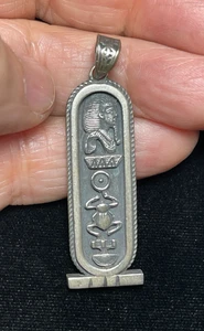 Cartucho de plata de ley oxidada de 2 lados Isis Tut Nefertiti Cleopatra Ramsés - Imagen 1 de 14