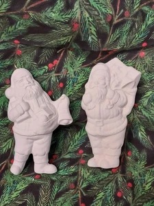 Ceramic Bisque ~Ready to Paint ~(2) Santa Ornaments - Picture 1 of 9