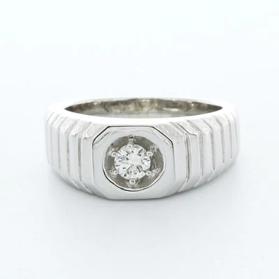 Anillo para hombre de oro de 18k certificado diamante minado tierra brillante redondo 1/2 quilate D vs2 Foto 1 de 4