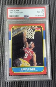 1986-87 Fleer Julius Erving #31 PSA 8 HOF Sixers - Bild 1 von 2
