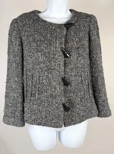 Women's Armani Collezioni Gray Black Alpaca Blend Toggle Blazer Jacket Size 4 - Picture 1 of 5