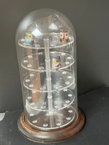 Fingerhut Glaskuppel Display Nussbaum Sockel hält 50 Fingerhüte oder andere Miniaturen - Bild 1 von 8