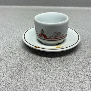 Inker Croatia Porcelain Tasso Espresso Cup And Saucer Ras d’Amhara Cafes VTG - Picture 1 of 7
