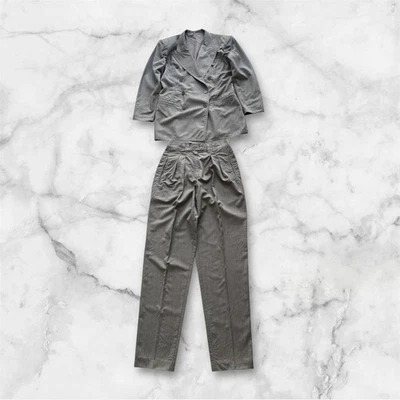 Vintage Jil Sander Women’s Suit Gray Double Breasted Blazer & Pleated Pants 38 - Image 1 of 4