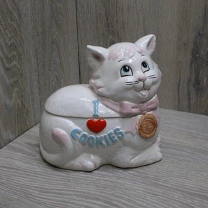 Vintage Gailstyn Sutton Cat Cookie Jar "I LOVE COOKIES" "I HEART COOKIES" - Picture 1 of 18