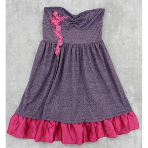 Free People Dress Womens Small Iridescent Indie Sleaze Strapless Mini Ruffle - Picture 1 of 11