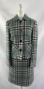 Marks and Spencer Collection Two Piece Skirt Suit Size 8 Wool Blend Check - Picture 1 of 12