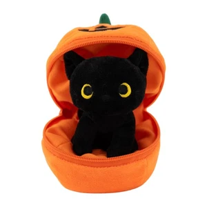 Juguetes de peluche de calabaza con cremallera de Halloween, gato negro espeluznante escondido... - Imagen 1 de 7