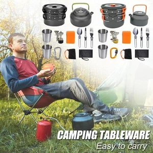 Camping Cookware Set - Aluminum Outdoor Pots for Hiking, Picnic & BBQ - Picture 1 of 11