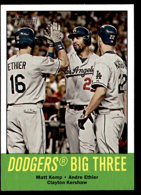 2012 Topps Heritage - Clayton Kershaw, Matt Kemp, Andre Ethier #412 - Image 1 of 2