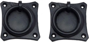 "Pethahiah" Antik Gusseisen Schrank Ring Tropfen Ziehen (2,5" x 2 Pack, Matt Schwarz - Bild 1 von 12