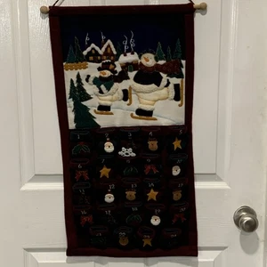 Kids Countdown to Christmas Felt Advent Wall Calendar 28" Snowmen Santa READ - Picture 1 of 12