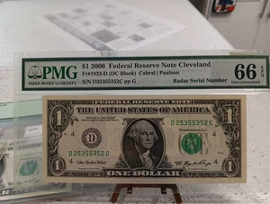 $1 2006 "RADAR SERIAL NUMBER " Certified PMG 66 EPQ GEM UNC - Picture 1 of 8