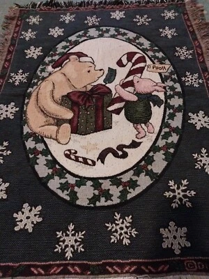 Disney Classic Winnie The Pooh & Piglet Throw Blanket Goodwin Weavers Christmas  - Image 1 of 4