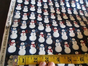 Christmas Cotton Fabric 1 FQ by Moda Let it Snow Deb Strain Snowmen on Blue - Picture 1 of 3