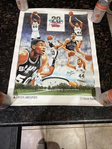 San Antonio Spurs 20th Anniversary poster robinson gervin 24x 18 Cover