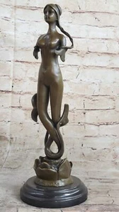 Cabezal de figura sirena marina sirena marina de bronce genuino sólido desnudo decoración grande 16 - Imagen 1 de 7
