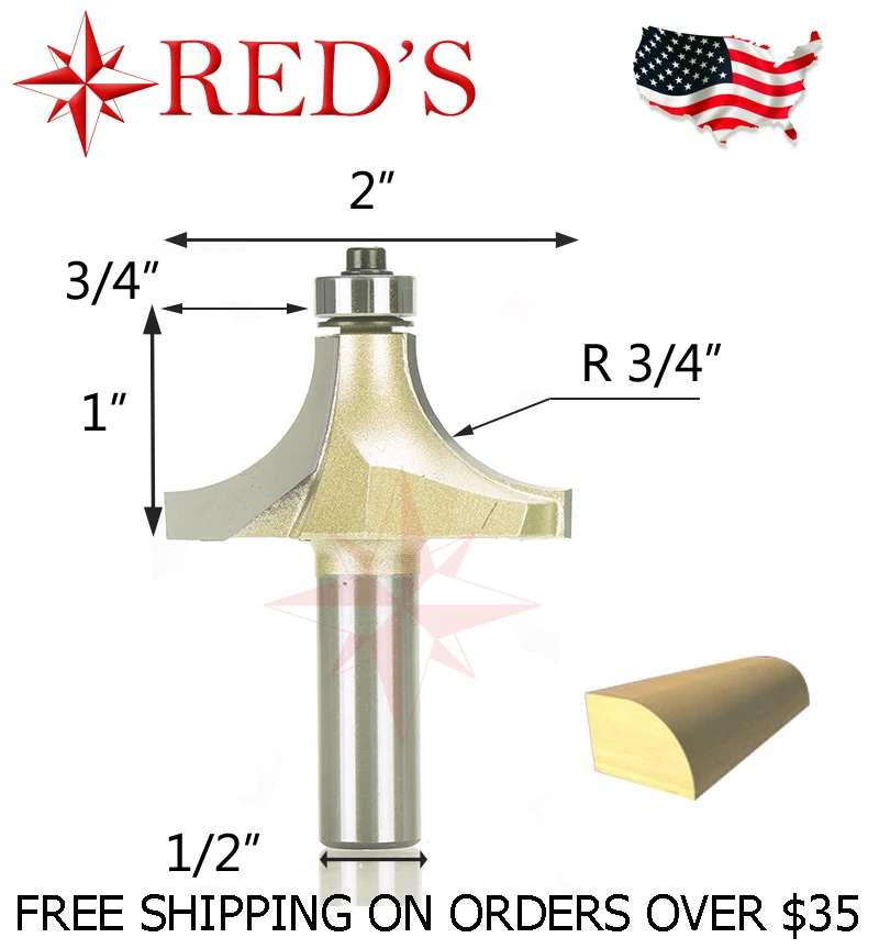 Tideway Carbide PRO LC06022408 3/4" Radius Round Over 1/2" shank router bit - Image 1 of 1