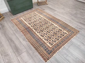 Vintage Perser Vorleger, Handgeknüpfter Wollteppich, Orientteppich, Bohemian, 3,5x5,2 ft - Bild 1 von 10