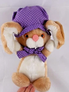 Applause August Bunny Rabbit Plush Bonnet 9 Inch Tall 1981 Stuffed Animal toy - Picture 1 of 10