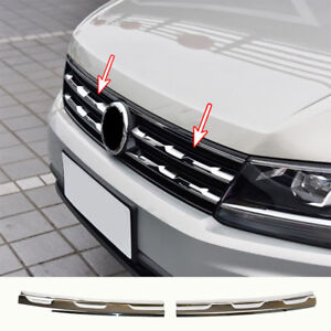 Chrome Front Mesh Grill Cover Trim Molding For VW Tiguan Mk2 2016-