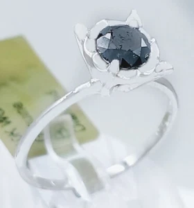 GENUINE 0.50 Cts BLACK DIAMOND SOLITAIRE RING 10K SOLID GOLD - Free Appraisal - Picture 1 of 7