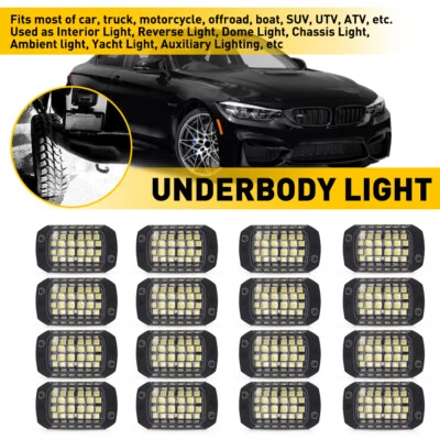 16x Pure White LED Rock Lights Underbody Glow Lamp for Offroad SUV Pickup Truck - Image 1 of 4