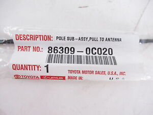 Genuine OEM Toyota 86309-0C020 Manual Antenna Mast Rod