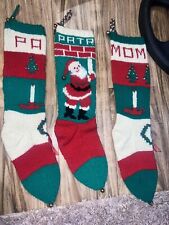 Vtg Christmas Stocking Hand Knitted 21” Personalized  Wool Mom Pa Patricia Lot