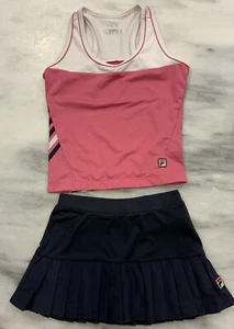 FILA Girls Tennis Set - Skort & Tank - Navy/Pink - Size XS (6) - Picture 1 of 3