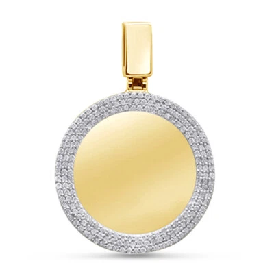 Colgante de oro de 10 k con círculo de diamantes naturales de corte redondo de 2/5 quilates para hombre Foto 1 de 3