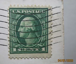 GEORGE WASHINGTON 1 CENT GREEN CANCELLED POST CARD BRIDGEPORT CT 1913 RARE - Picture 1 of 5