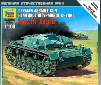 Zvezda 6155 - 1/100 Wargame Addon Dt. Sturmgeschütz III / Stug III Ausf.B - Neu