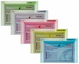 Snopake Polyfile A4+ Foolscap Stud Wallets Popper Classic Colours - Pack 5 - Picture 1 of 6