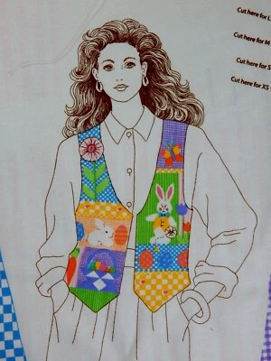 EASTER VEST Vintage Fabric Panel VIP DreamSpinners Cut Sew for Sizes XS to L   - Image 1 of 4