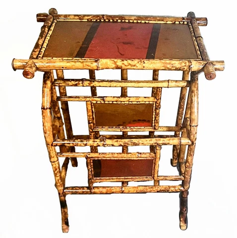 Antique Bamboo French Etagere - Entry Hall Table - Chinoiserie Cover