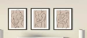 Set of 3 Line Drawing Modern Wall Prints Bedroom Room Home Wall Art A3 A4 A5 - Picture 1 of 9