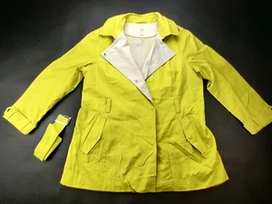 Gallery Wmn's XL Yellow Snap Up Windbreaker Regenjacke Mantel mit Gürtel "Neu" - Bild 1 von 10